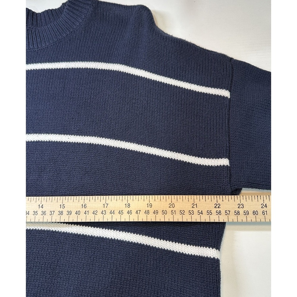Hollister Pullover Crop Sweater Women's Size Medium Navy Blue W/White Stripes - Picture 7 of 10